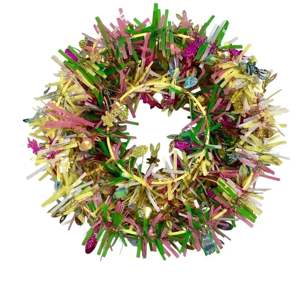Easter Pastel Tinsel Egg Wreath